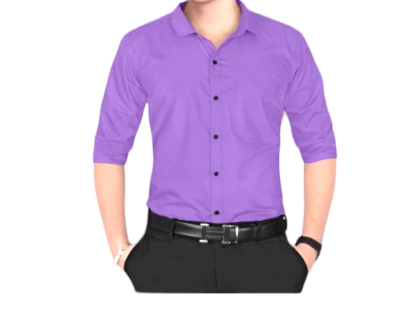 Men Solid Formal Purple Shirt 