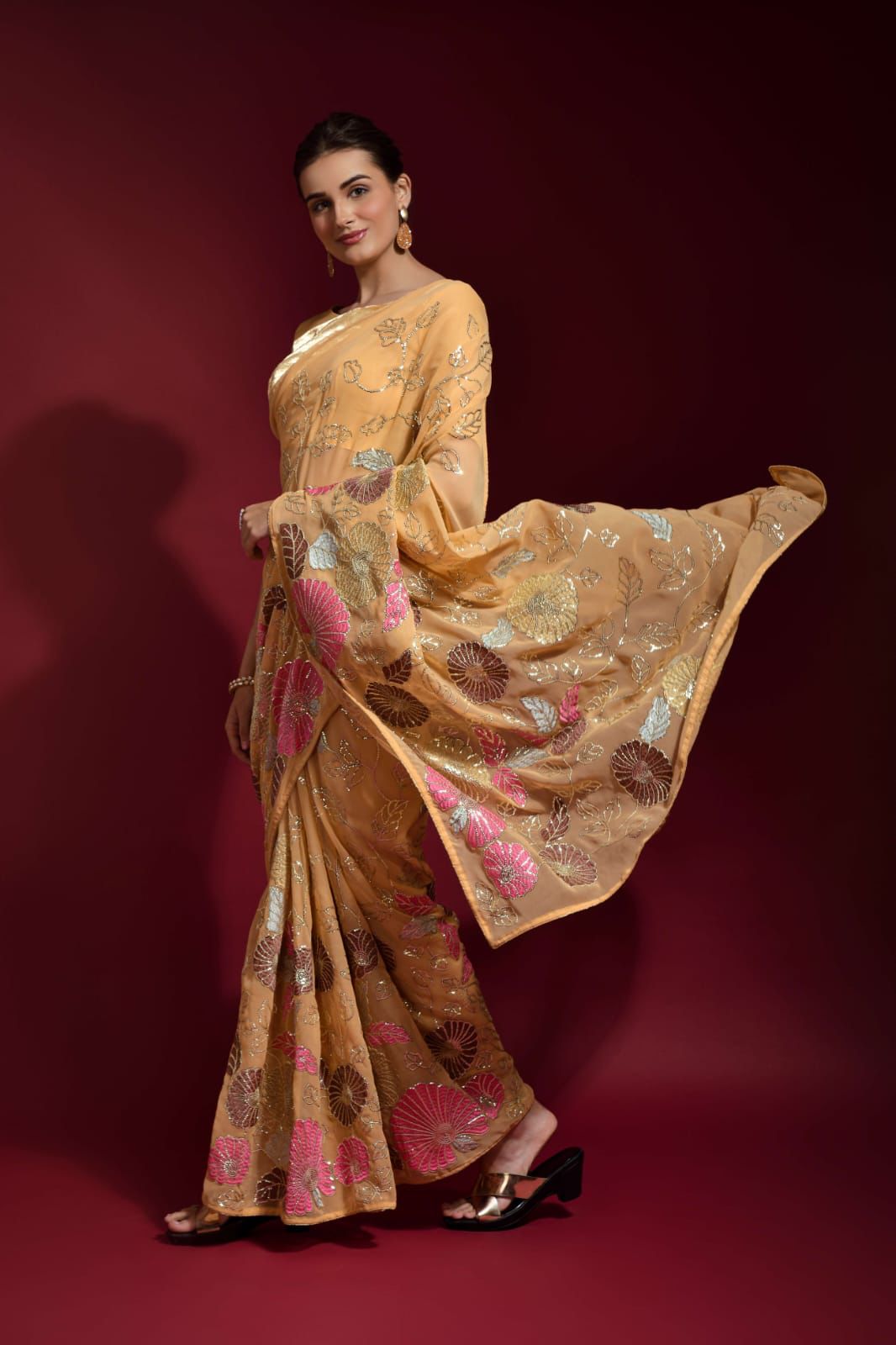 Fancy silk Georgette saree 