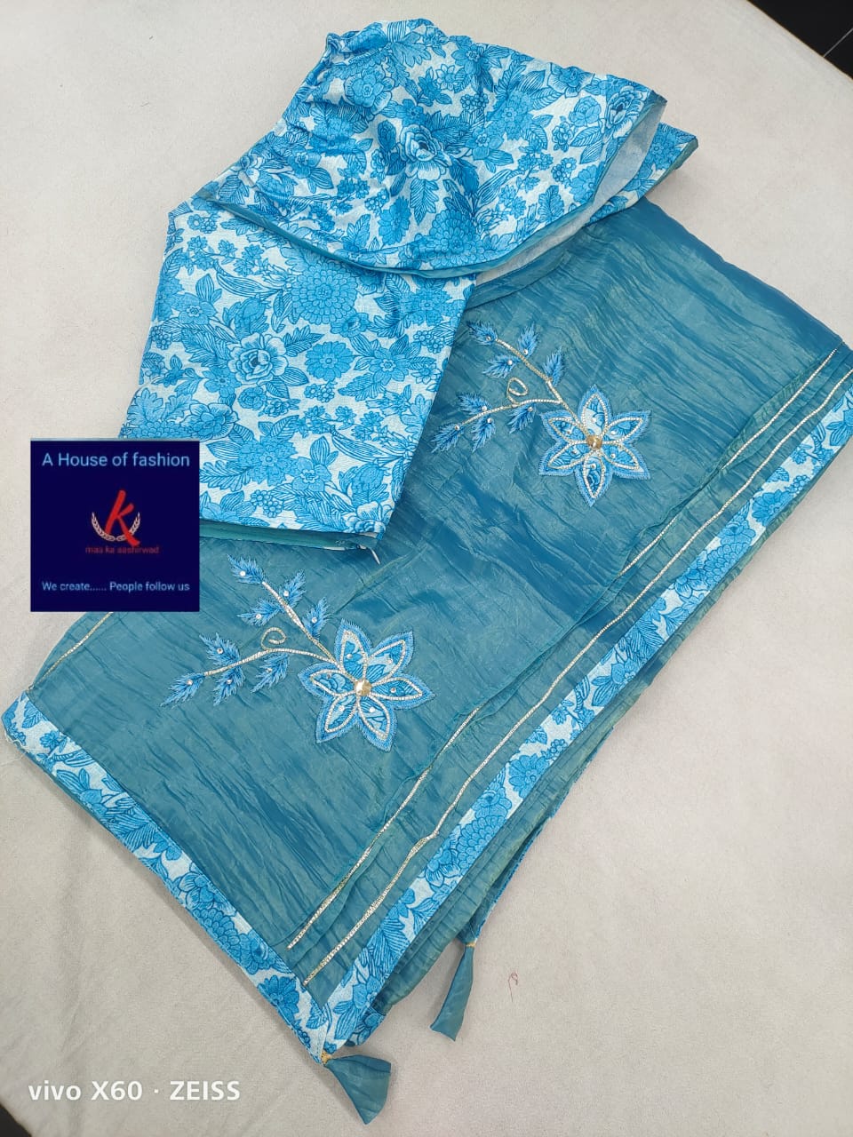 Partywear kalamkari printed soft cotton saree 
